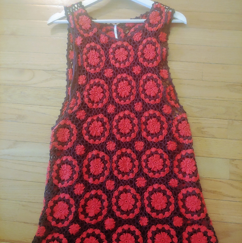 Free people crochet flower dress s nwot